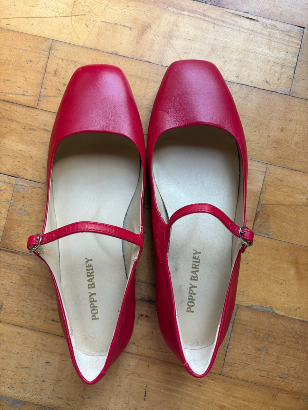 Poppy Barley Red Mary Jane Flats Never Worn!
